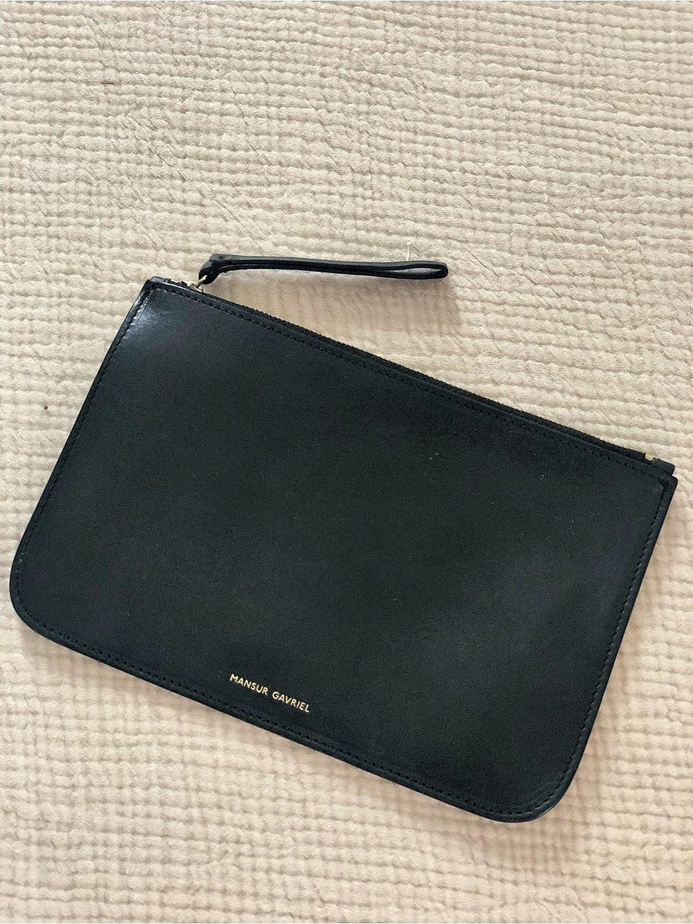 Mansur Gavriel Black & Red Leather Wristlet Clutch